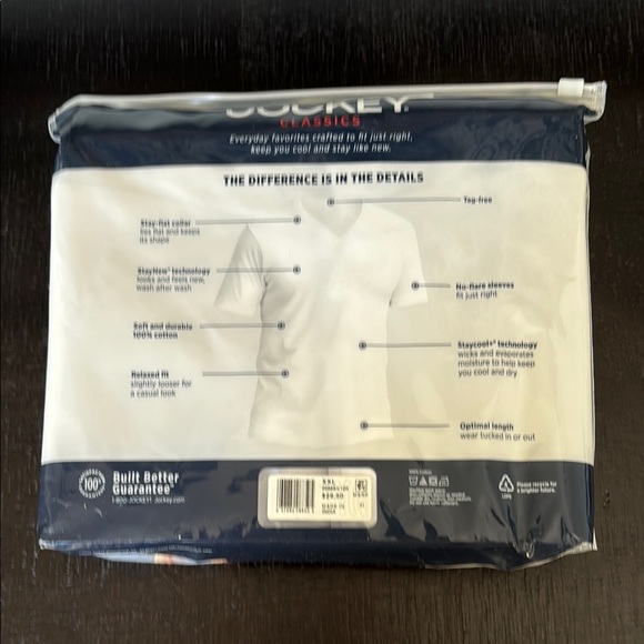 Jockey Classics White V-Neck T-Shirts - Picture 2 of 2